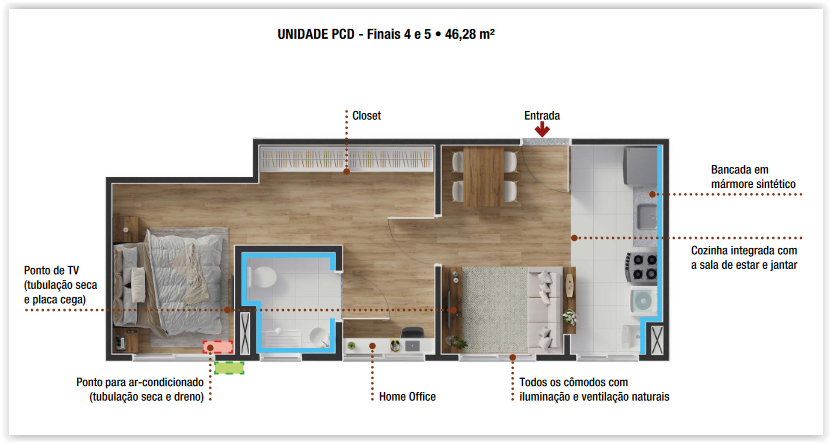 Apartamento pronto para morar com 2 dormitórios, área de lazer, serviço de portaria em Extrema MG |Código 1087