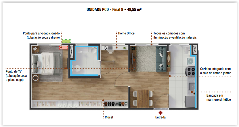 Apartamento pronto para morar com 2 dormitórios, área de lazer, serviço de portaria em Extrema MG |Código 1087